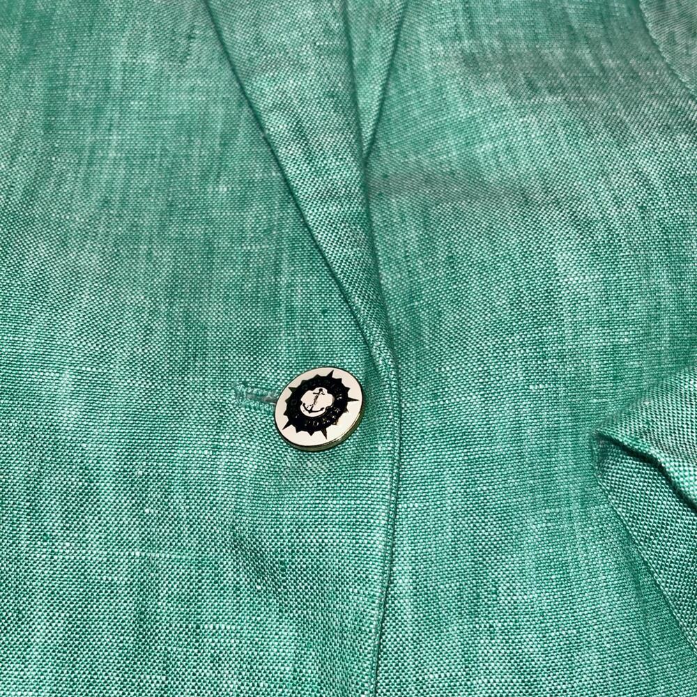 J Crew Jacket Womens 4 Green Blazer Campbell Linen Anchor Buttons - Picture 2 of 6